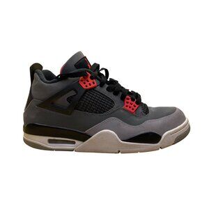Air Jordan Men's Gray & Red Nubuck Retro 4 GS "Infrared" Sneakers Size 9.5